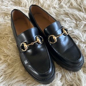 H&M chunky loafers with gold hardware